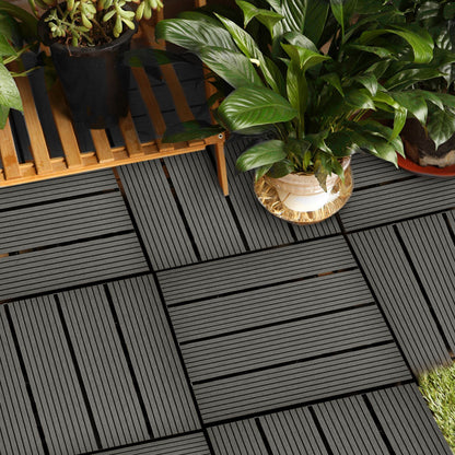 SOGA 11 pcs Grey DIY Wooden Composite Decking Tiles Garden Outdoor Backyard Flooring Home Decor • LUZ-Deck7002