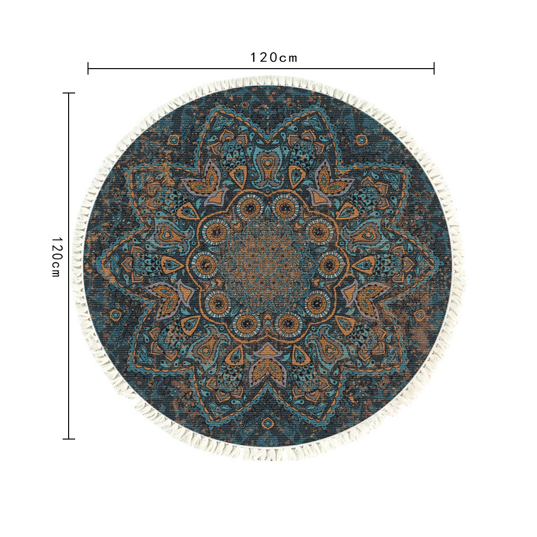 SOGA 2X 120cm Mandala Pattern Circle Area Rugs for Living Room Lounge, Anti-slip Doormat, Home Decor • LUZ-CarpetYH40X2