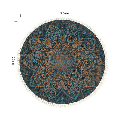 SOGA 2X 120cm Mandala Pattern Circle Area Rugs for Living Room Lounge, Anti-slip Doormat, Home Decor • LUZ-CarpetYH40X2