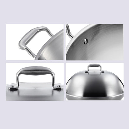 SOGA 2X 3-Ply 38cm Stainless Steel Double Handle Wok Frying Fry Pan Skillet with Lid • LUZ-WokTRIFPG38X2