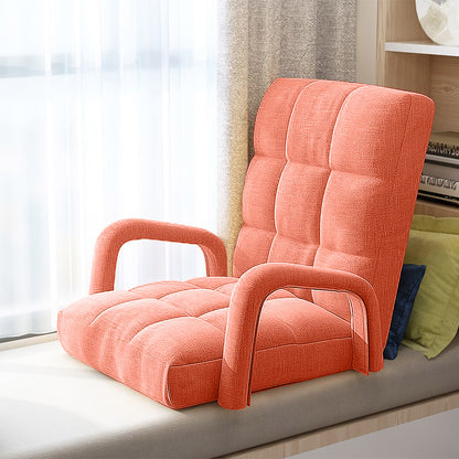 SOGA 2X Foldable Lounge Cushion Adjustable Floor Lazy Recliner Chair with Armrest Orange • LUZ-LoungeArmOrangeX2