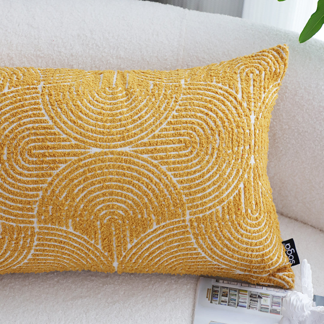 SOGA 35cm Mustard Yellow Throw Pillow Geometric Indoor and Outdoor Corded for Home Decor • LUZ-FrenchCushion322