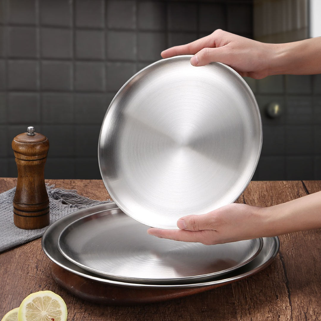 SOGA 20cm Premium Silver Grilling Plate  Durable, Heat Resistan  Perfect for BBQs and Outdoor Cooking Kitchen Essential • LUZ-VICPlate53