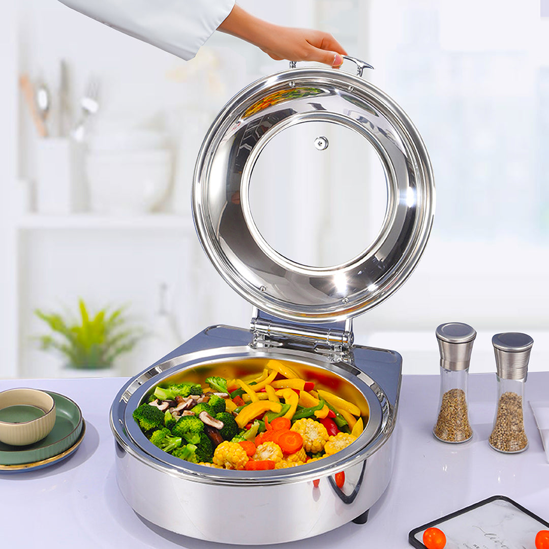 SOGA Stainless Steel Round Chafing Dish Tray Buffet Cater Food Warmer Chafer with Top Lid • LUZ-ChafingDish2105