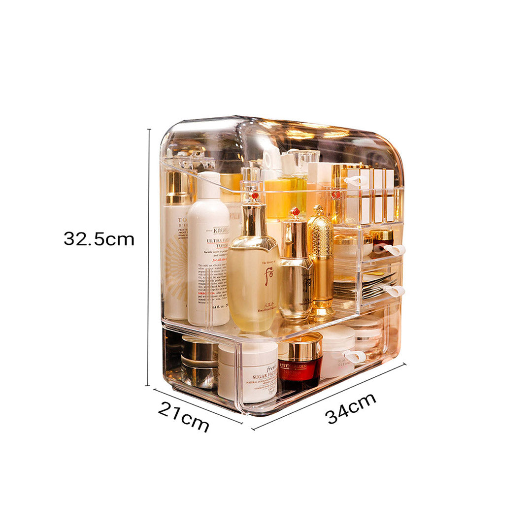 SOGA Transparent Cosmetic Storage Box Clear Makeup Skincare Holder with Lid Drawers Waterproof  Dustproof Organiser LUZ-BathC107