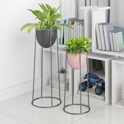 SOGA 2X 70cm Round Wire Metal Flower Pot Stand with Black Flowerpot Holder Rack Display • LUZ-FPotH72RoundBLKX2