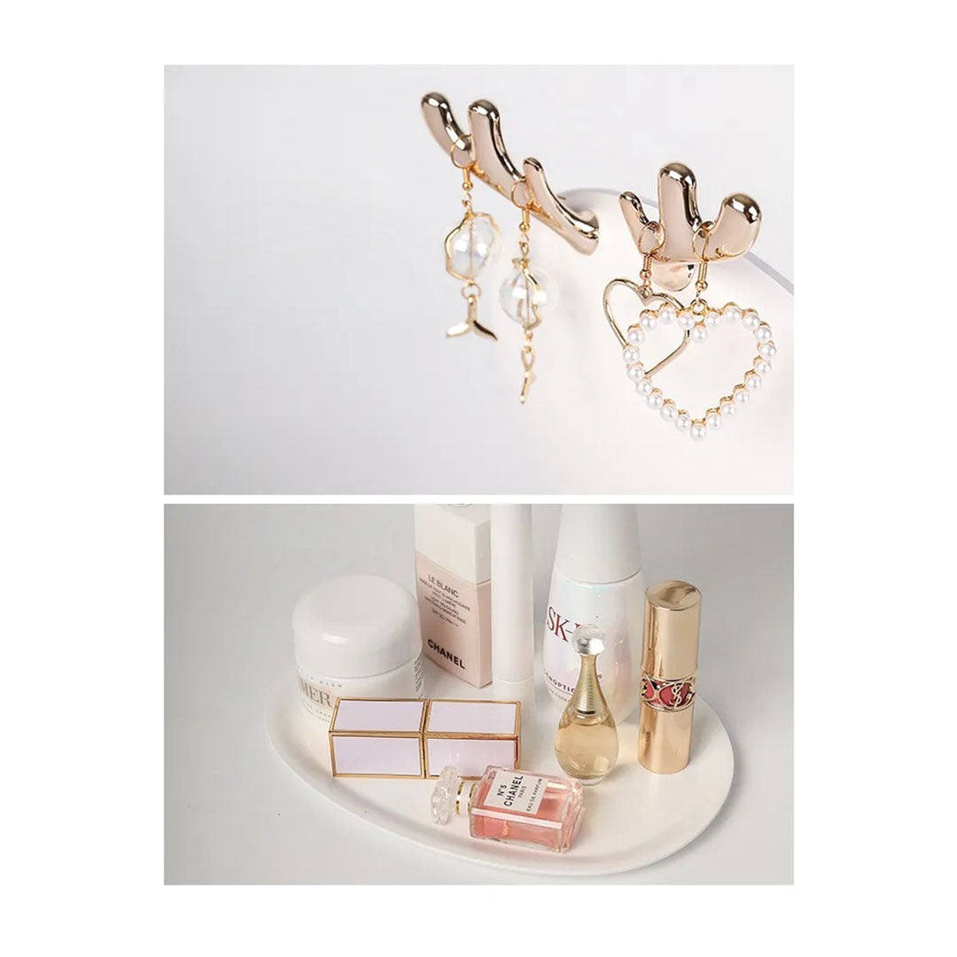 SOGA 2X White Antler LED Light Makeup Mirror Tabletop Vanity Home Decor • LUZ-BathG533X2