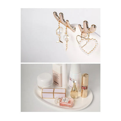SOGA 2X White Antler LED Light Makeup Mirror Tabletop Vanity Home Decor • LUZ-BathG533X2
