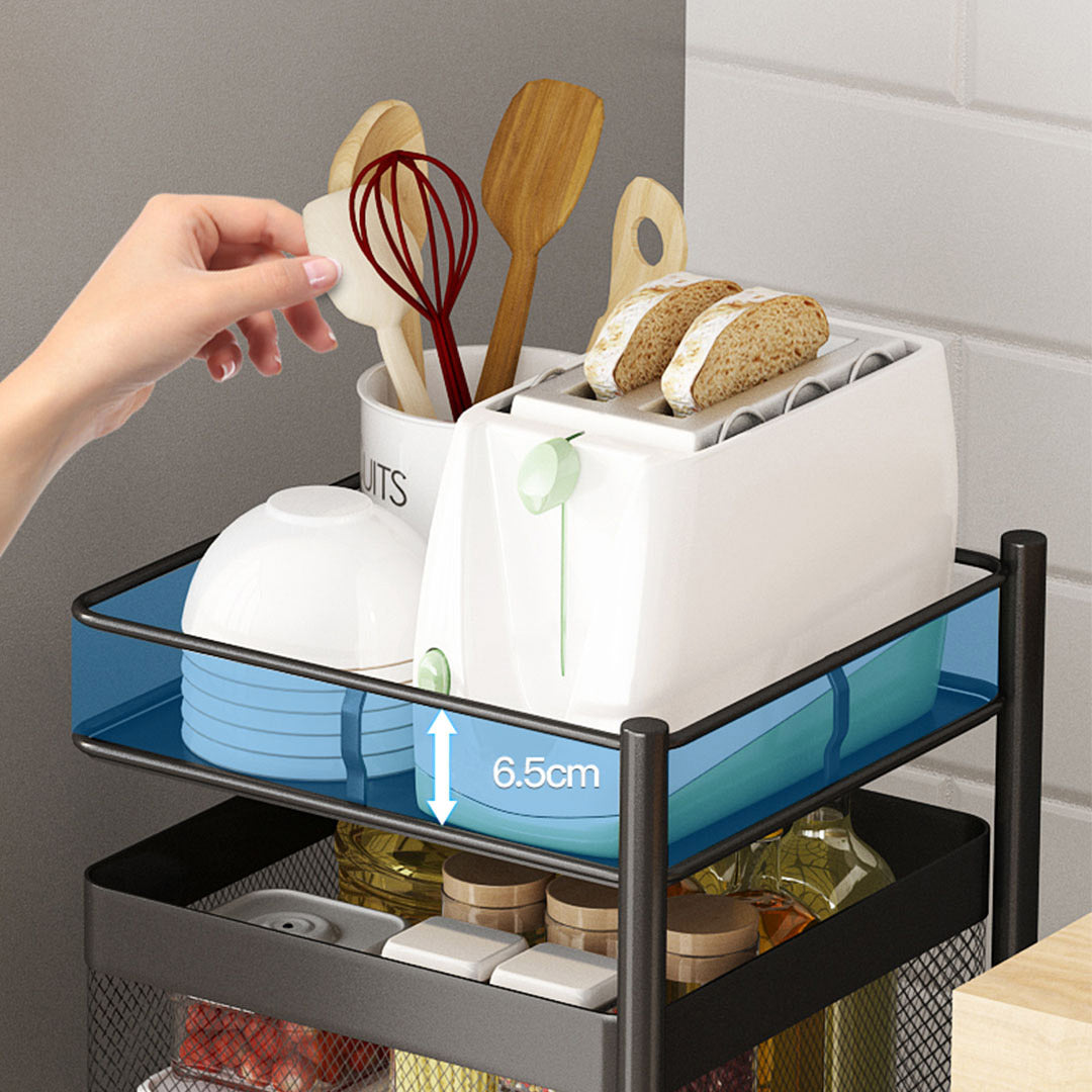 SOGA 2X 2 Tier Steel Square Rotating Kitchen Cart Multi-Functional Shelves Portable Storage Organizer with Wheels • LUZ-KitchenXY018X2