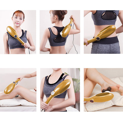 SOGA 2X  6 Heads Portable Handheld Massager Soothing Stimulate Blood Flow Shoulder Yellow • LUZ-Massager833AGoldX2