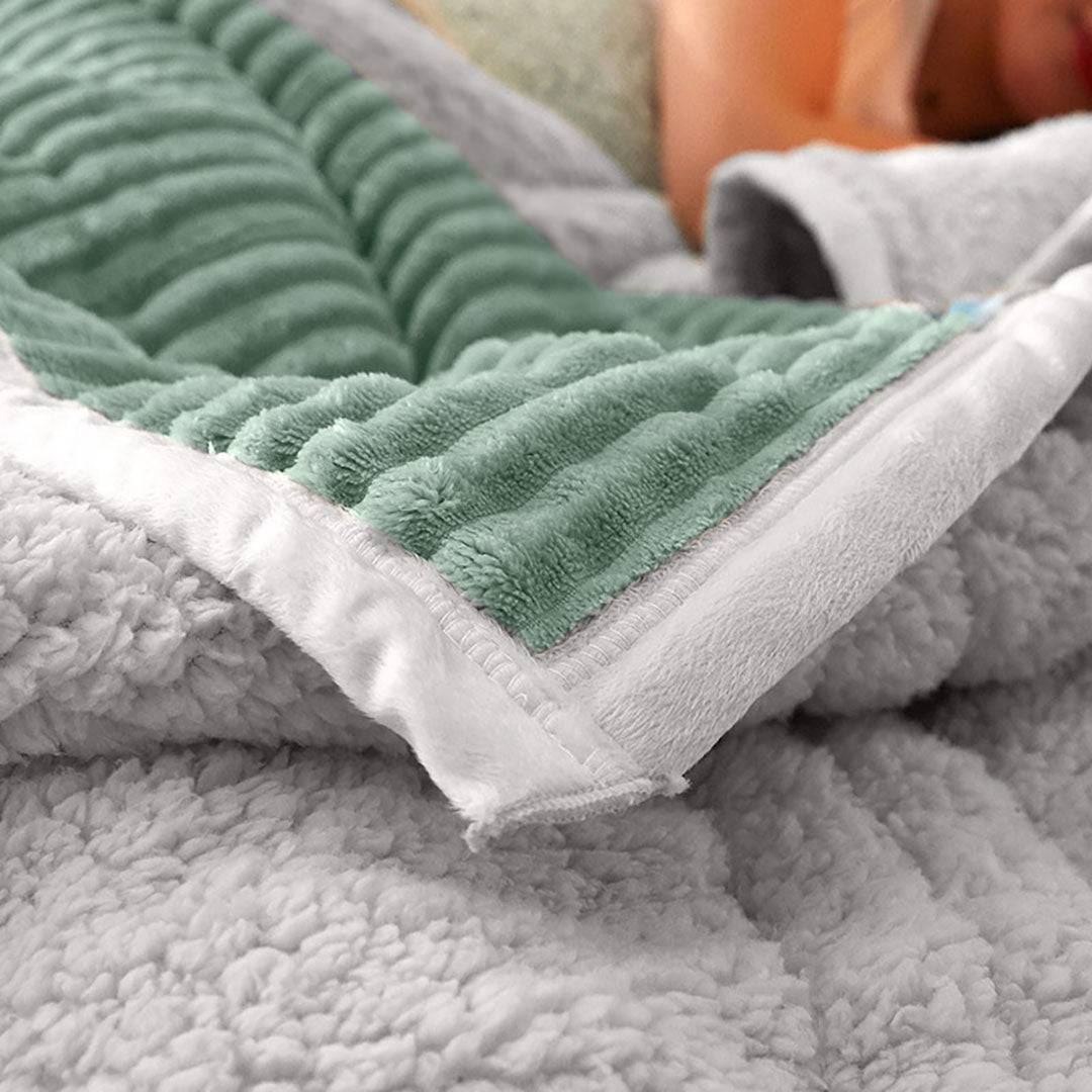 SOGA Light Green Throw Blanket Warm Cozy Double Sided Thick Flannel Coverlet Fleece Bed Sofa Comforter • LUZ-Blanket307