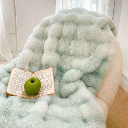 SOGA 200cm Light Green Fuzzy Super Soft and Cozy Fluffy Throw Blanket • LUZ-BlanketFur339
