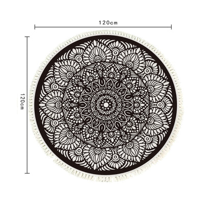 SOGA 120cm Mandala Modern Ethnic Tassel Print Anti-slip Doormat, Home Decor • LUZ-CarpetXLS48
