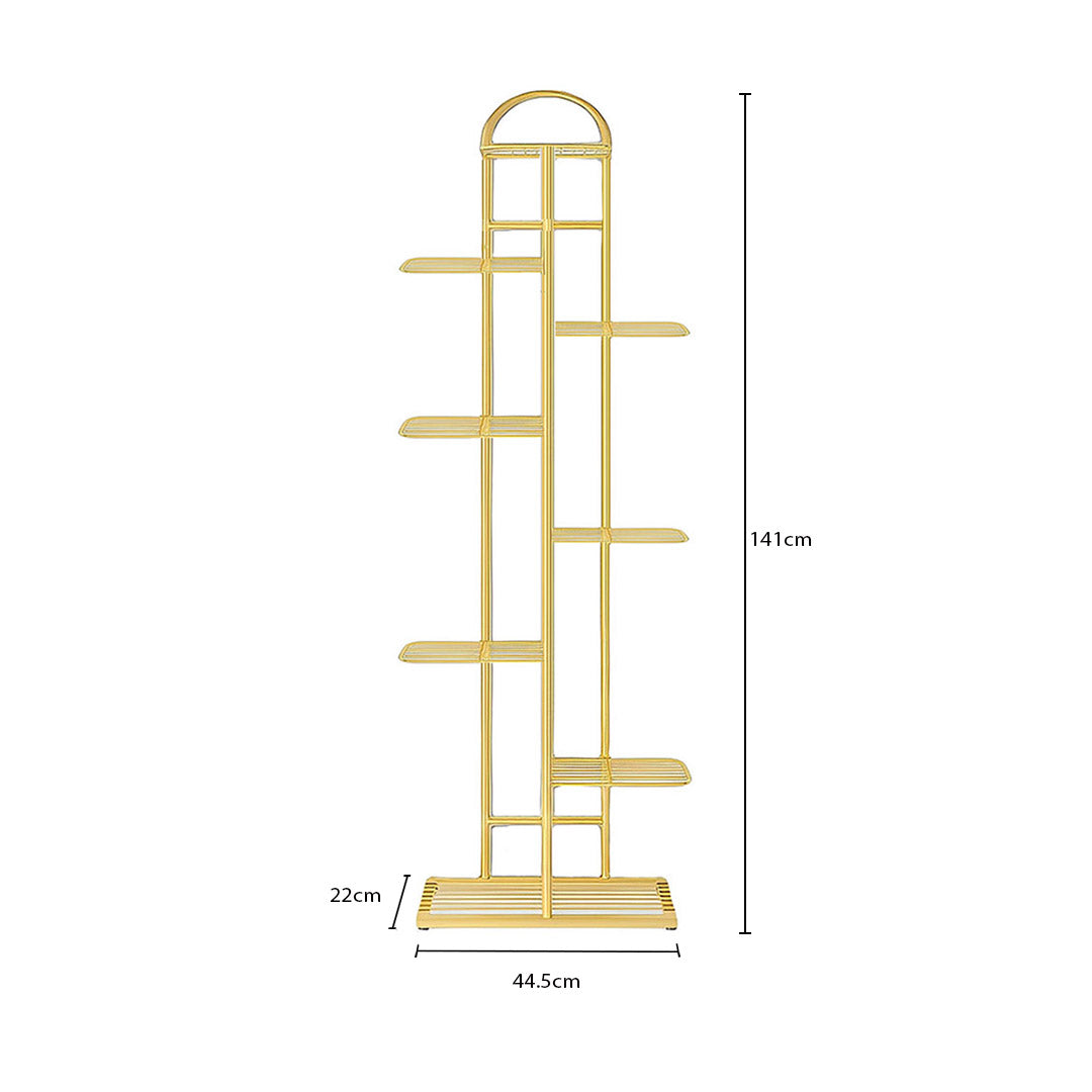 SOGA 2X 8 Tier 9 Pots Gold Metal Plant Stand Flowerpot Display Shelf Rack Indoor Home Office Decor LUZ-FPotH16X2