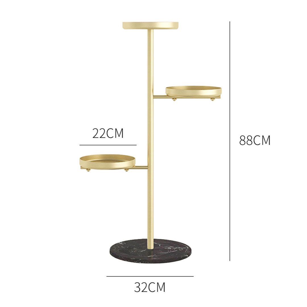 SOGA 2X 3 Tier Gold Round Plant Stand Flowerpot Tray Display Living Room Balcony Metal Decorative Shelf • LUZ-FPotH103X2