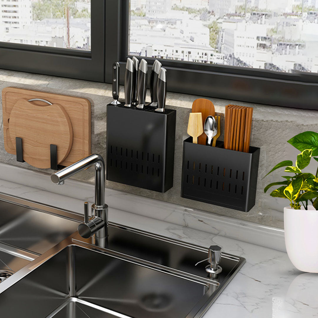 SOGA Wall Mounted Kitchen Utensil Storage Rack Spoon Fork Chopstick Space-Saving Organiser • LUZ-TAN1024