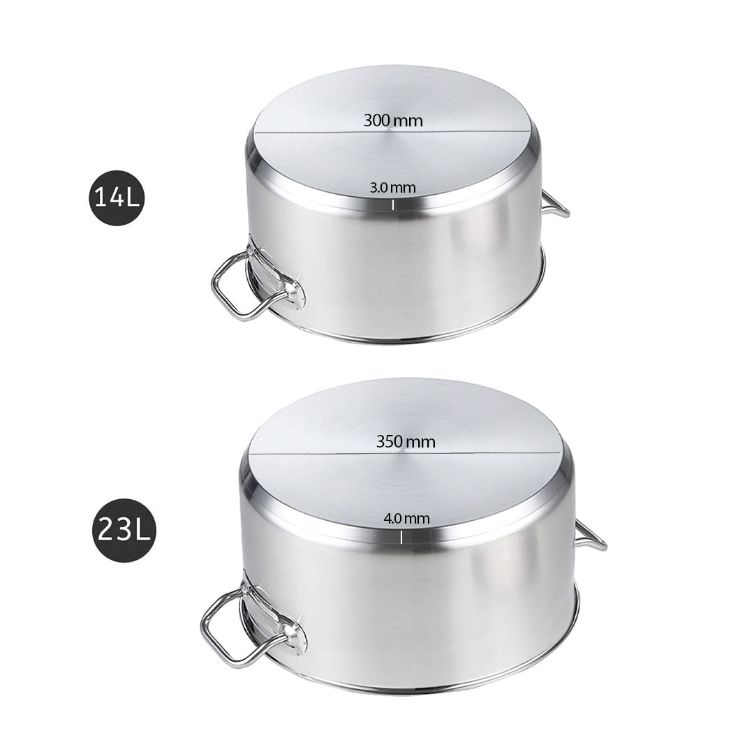 SOGA Stock Pot 14L 23L Top Grade Thick Stainless Steel Stockpot 18/10 • LUZ-SOGAStockPot14L23L