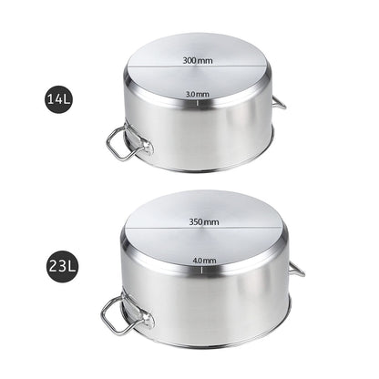 SOGA Stock Pot 14L 23L Top Grade Thick Stainless Steel Stockpot 18/10 • LUZ-SOGAStockPot14L23L