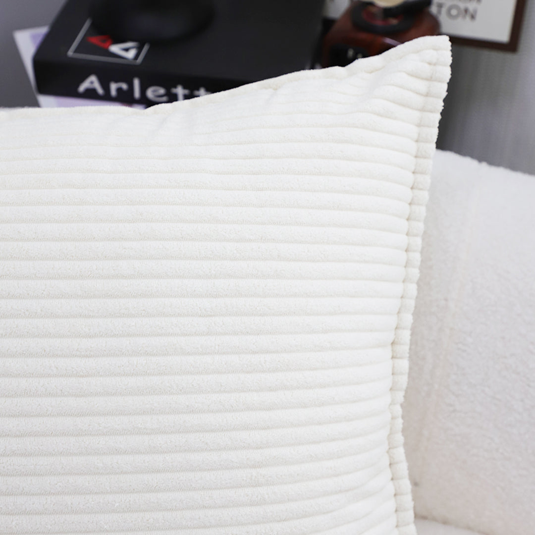 SOGA 50cm Beige Throw Pillow Warm Wabi-sabi Striped Corduroy Square For Home Decor • LUZ-FrenchCushion344