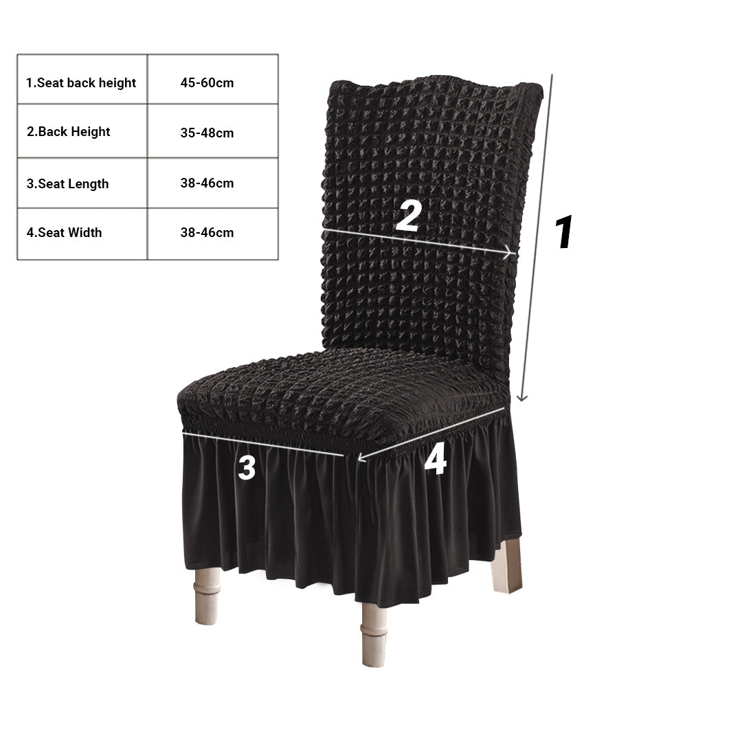 SOGA 2X Black Chair Cover Seat Protector with Ruffle Skirt Stretch Slipcover Wedding Party Home Decor • LUZ-Chaircov26FX2