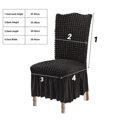 SOGA 2X Black Chair Cover Seat Protector with Ruffle Skirt Stretch Slipcover Wedding Party Home Decor • LUZ-Chaircov26FX2
