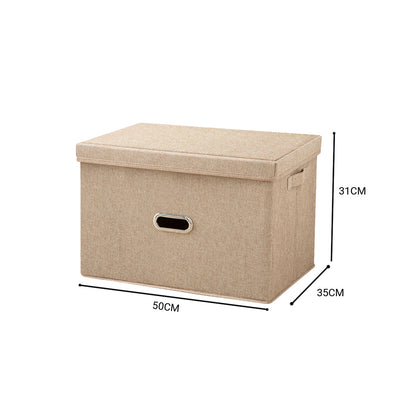 SOGA Beige Super Large Foldable Canvas Storage Box Cube Clothes Basket Organiser Home Decorative Box • LUZ-SBox008