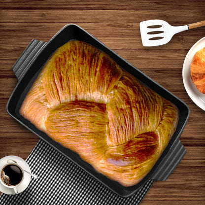 SOGA 2X 33cm Cast Iron Rectangle Bread Cake Baking Dish Lasagna Roasting Pan • LUZ-ZPaiA10X2