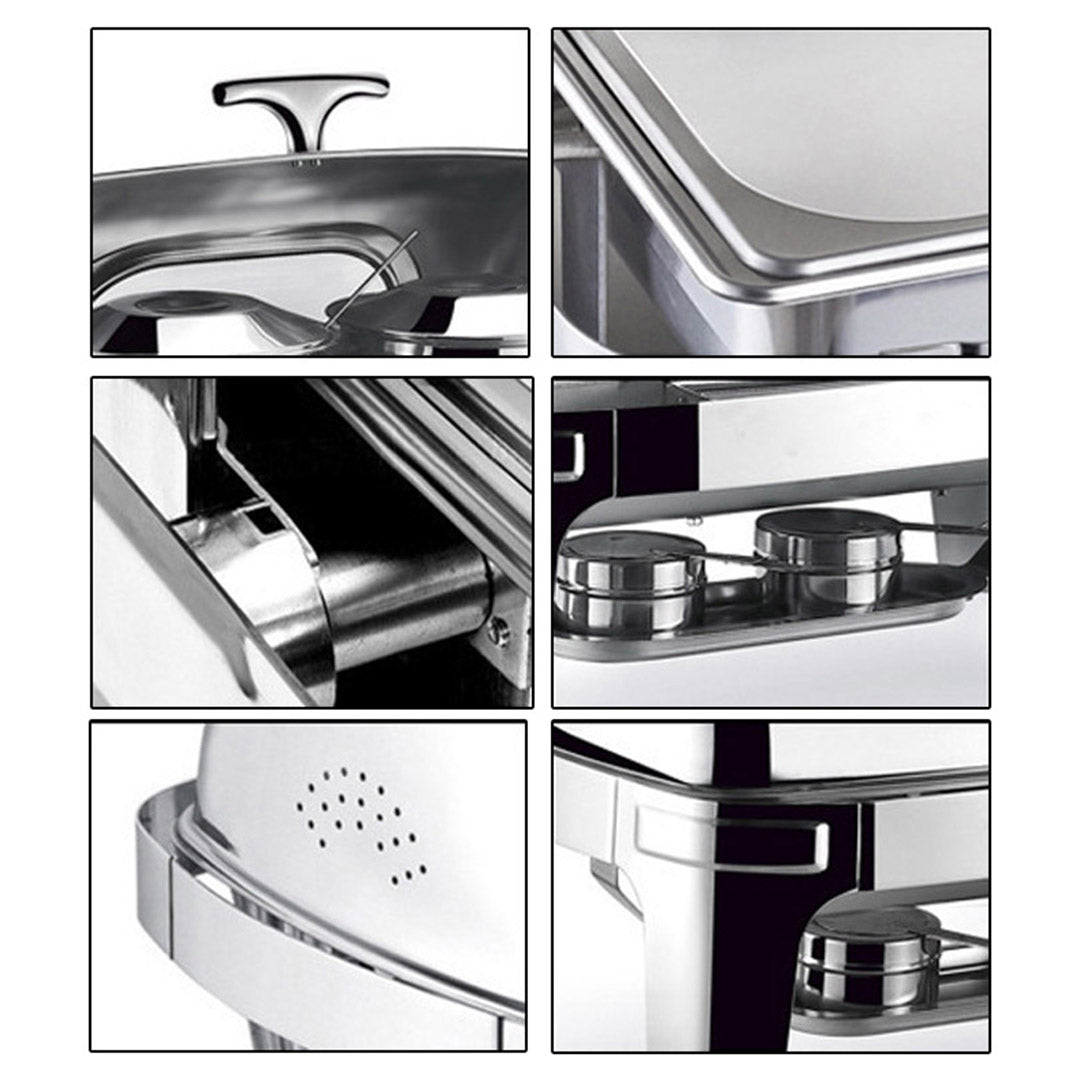 SOGA 6.5L Stainless Steel Double Soup Tureen Bowl Station Roll Top Buffet Chafing Dish Catering Chafer Food Warmer Server • LUZ-ChafingDishV4A2
