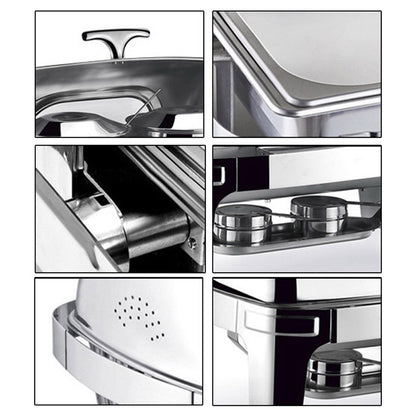SOGA 6.5L Stainless Steel Double Soup Tureen Bowl Station Roll Top Buffet Chafing Dish Catering Chafer Food Warmer Server • LUZ-ChafingDishV4A2