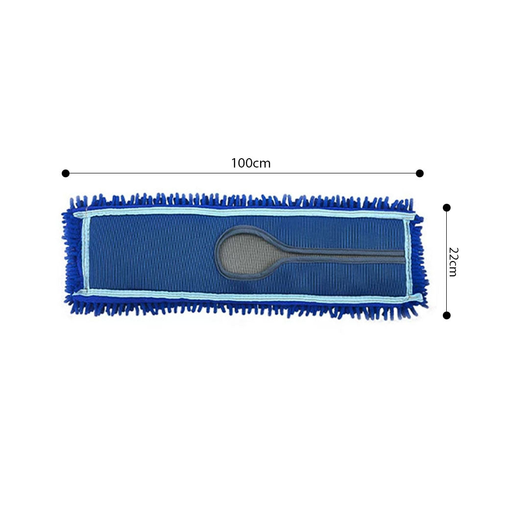 SOGA 100x22 Blue Microfiber Flat Mop Floor Cleaning Pads Rotating Dust Remover • LUZ-MopHead100