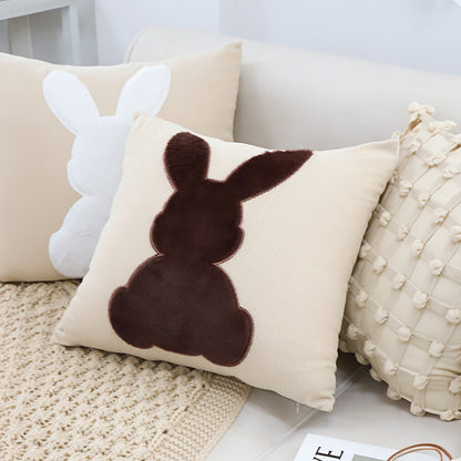 SOGA 2X 45cm Throw Pillow Light Tan Square Cushion with Soft Coffee Bunny Design Decorative Home Decor LUZ-FrenchCushion281X2