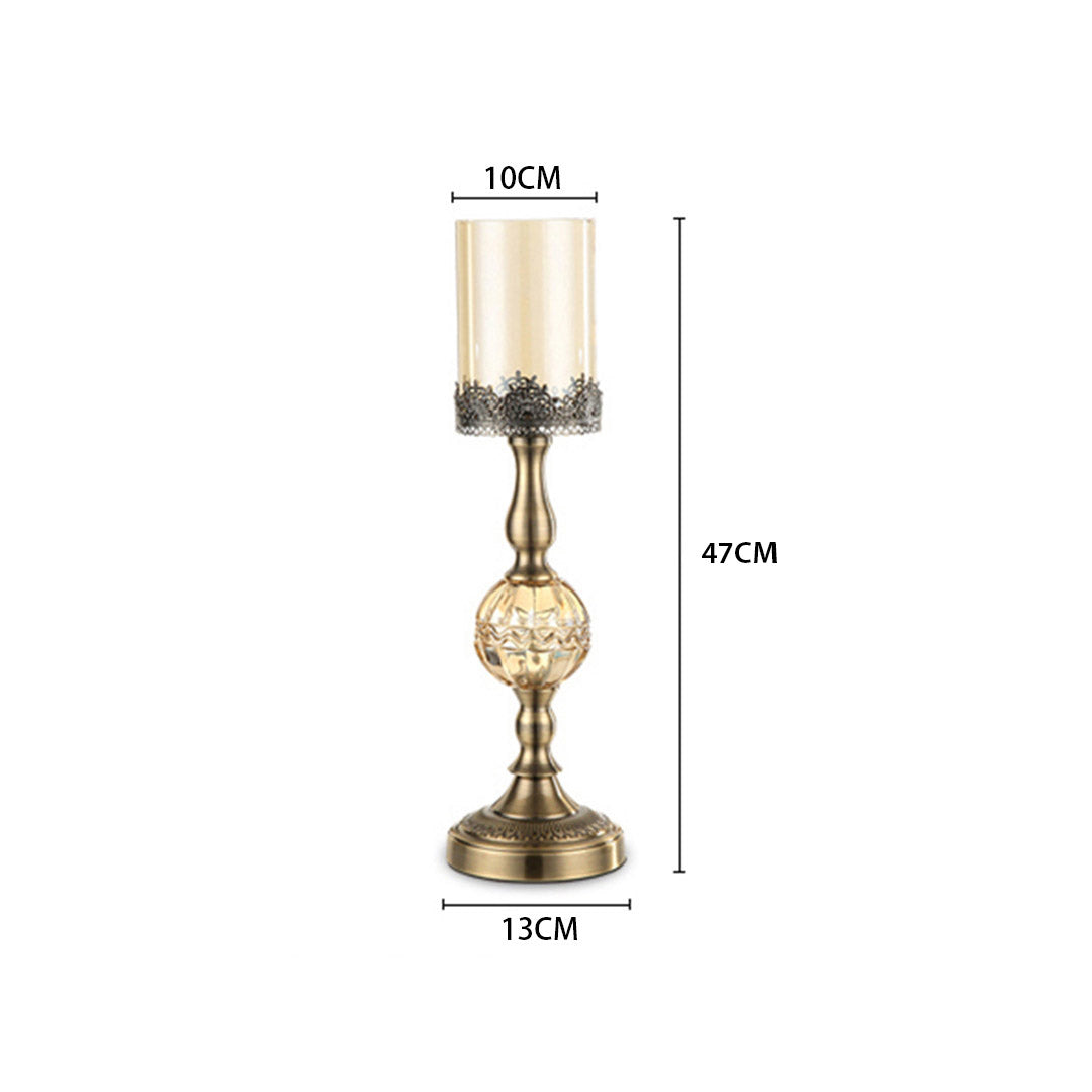 SOGA 2X 47cm Glass Candle Holder Candle Stand Glass/Metal • LUZ-CandleStickALargeX2
