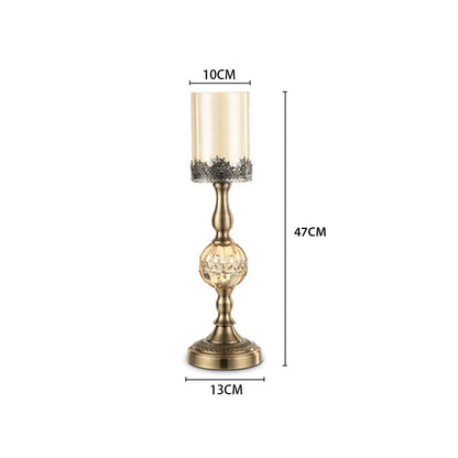 SOGA 2X 47cm Glass Candle Holder Candle Stand Glass/Metal • LUZ-CandleStickALargeX2