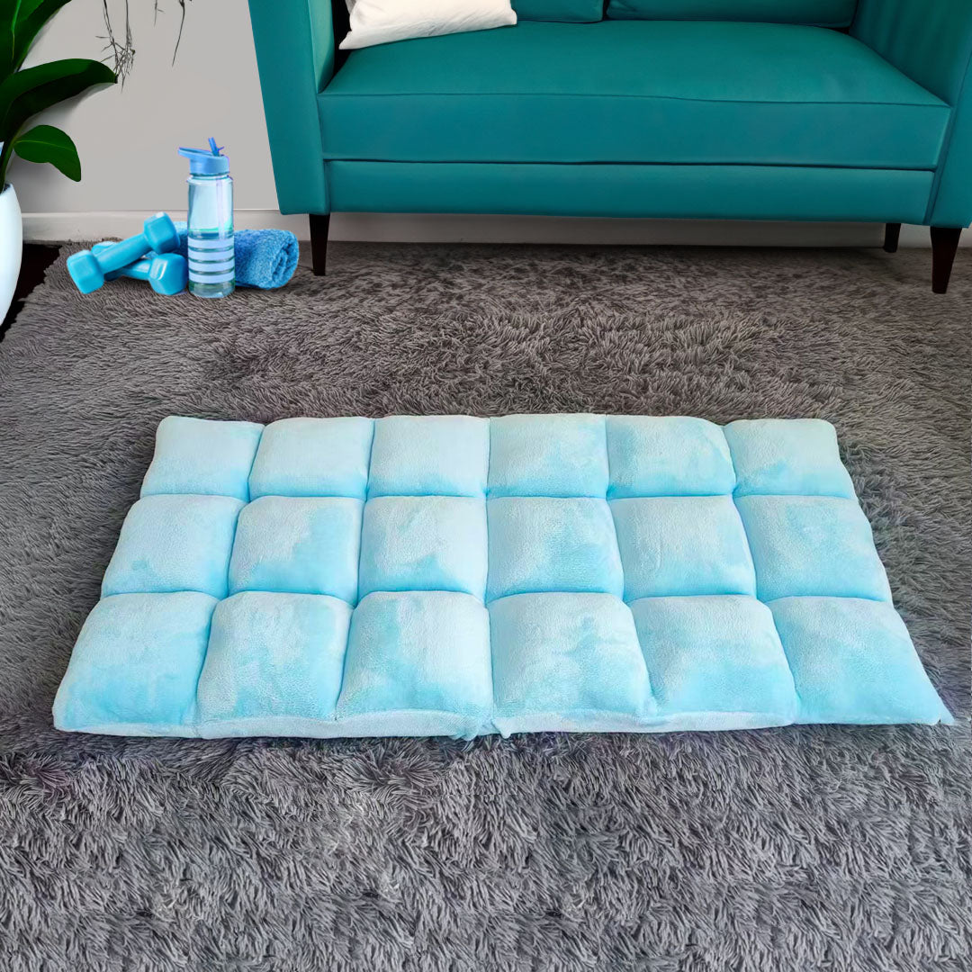 SOGA 4X Floor Recliner Collapsible Lounge Sofa Couch Folding Chair Cushion Light Blue • LUZ-LoungechairLightBlueX4