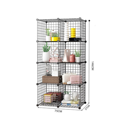 SOGA 2X Black Portable 8-Cube Storage Organiser Foldable DIY Modular Grid Space Saving Shelf • LUZ-NetBox2008X2