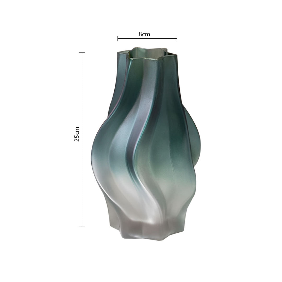 SOGA 27cm Glass Vase Blue with Beautiful glass Bubble Texture Art Vases • LUZ-GVaseBlu25