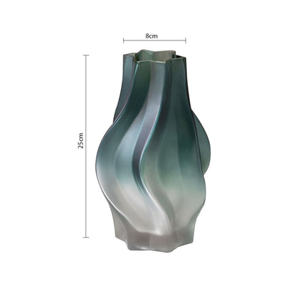 SOGA 27cm Glass Vase Blue with Beautiful glass Bubble Texture Art Vases • LUZ-GVaseBlu25