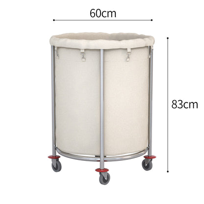 SOGA Stainless Steel Commercial Round Soiled Linen Laundry Trolley Cart with Wheels White • LUZ-Soga033C