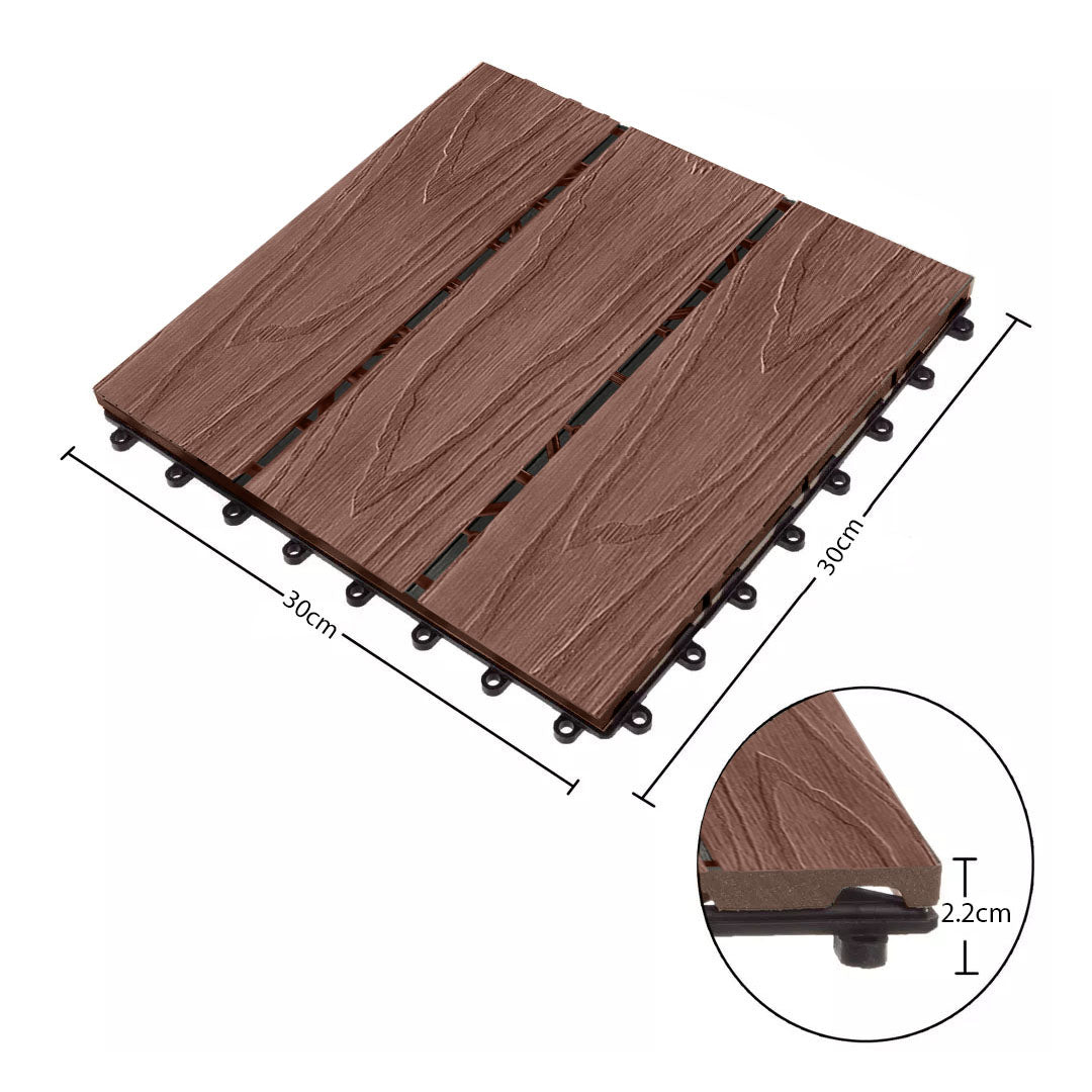 SOGA 2X 11 pcs Dark Chocolate DIY Wooden Composite Decking Tiles Garden Outdoor Backyard Flooring Home Decor • LUZ-Deck5032X2