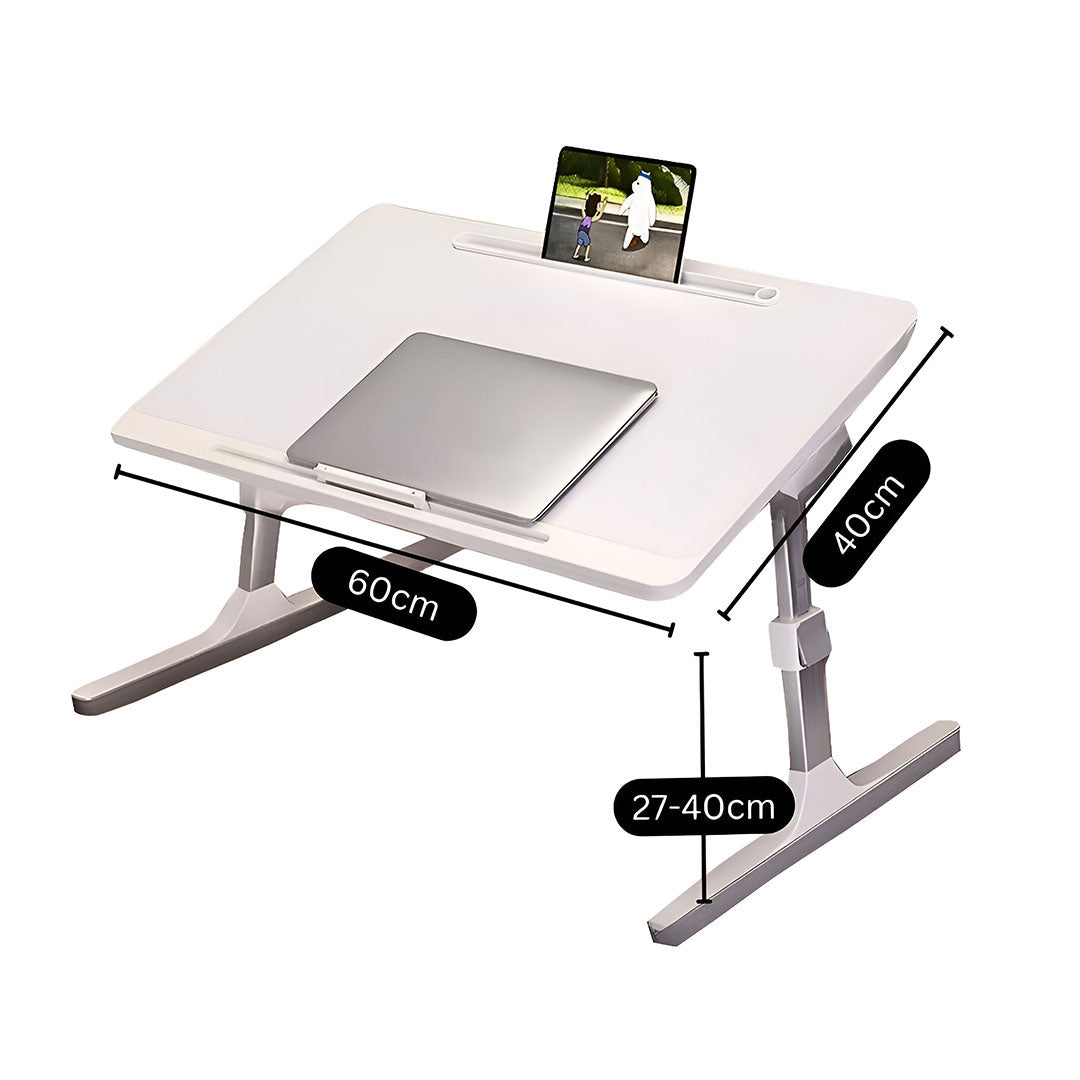 SOGA 60X40cm White Small Laptop Bed Portable Foldable Study Table Adjustable • LUZ-BedTableA9X2