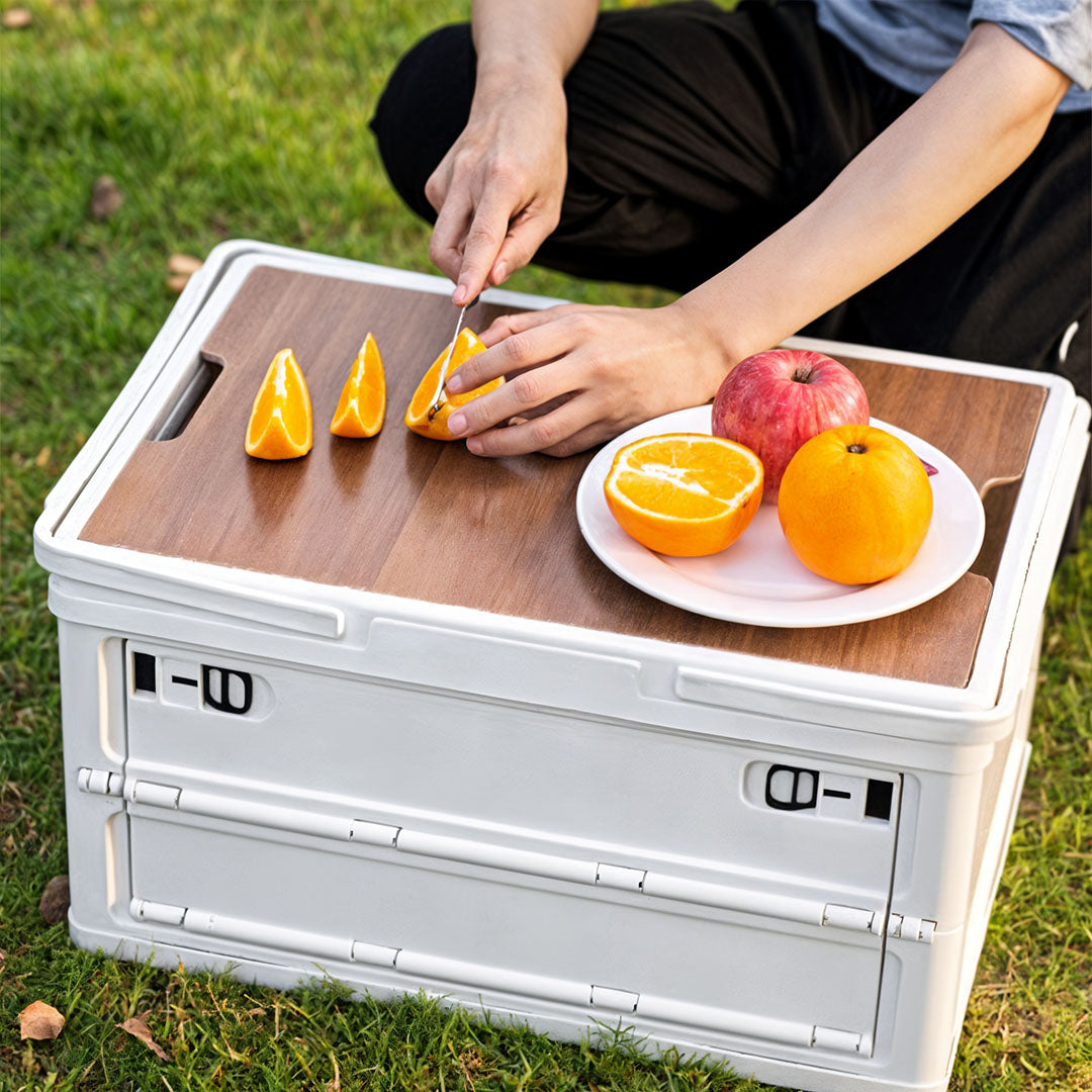 SOGA 52.5x35.5cm 55L White Car & Camping Foldable Storage Box Crate Stackable Container No Handle • LUZ-StorageBox3704