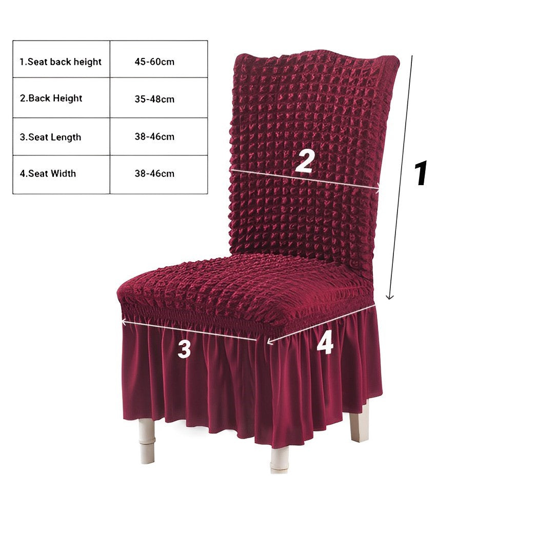 SOGA Burgundy Chair Cover Seat Protector with Ruffle Skirt Stretch Slipcover Wedding Party Home Decor • LUZ-Chaircov21A