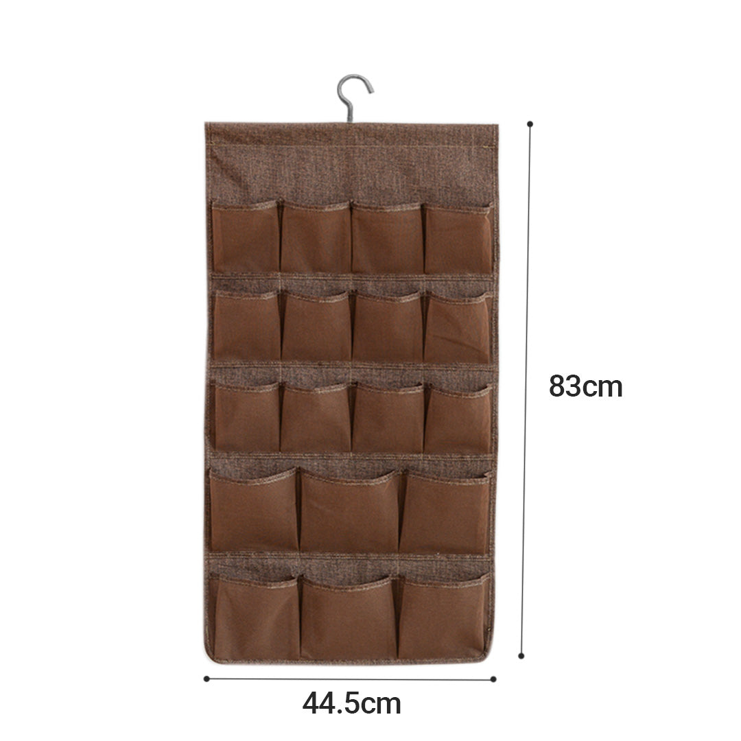 SOGA 2X Coffee Double Sided Hanging Storage Bag Underwear Bra Socks Mesh Pocket Hanger Home Organiser • LUZ-SBox26COFX2