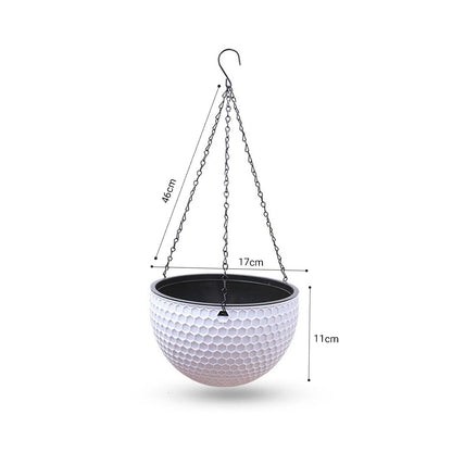 SOGA 2X White Small Hanging Resin Flower Pot Self Watering Basket Planter Outdoor Garden Decor • LUZ-HangPot11WHTX2