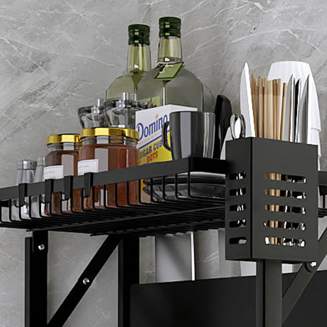 SOGA 2 Tier Steel Black Kitchen Countertop Drying Dish Rack Plate Cutlery Cutting Board Holder Dish Drainer Kitchen Organiser • LUZ-KitchenXY048