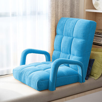 SOGA 4X Foldable Lounge Cushion Adjustable Floor Lazy Recliner Chair with Armrest Blue • LUZ-LoungeArmBlueX4