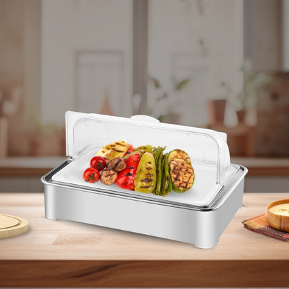 SOGA 59x38.5cm Silver Color Ceramic Serving Bowl Chafing Dish for Kitchen Essential • LUZ-ChafingDish6V12
