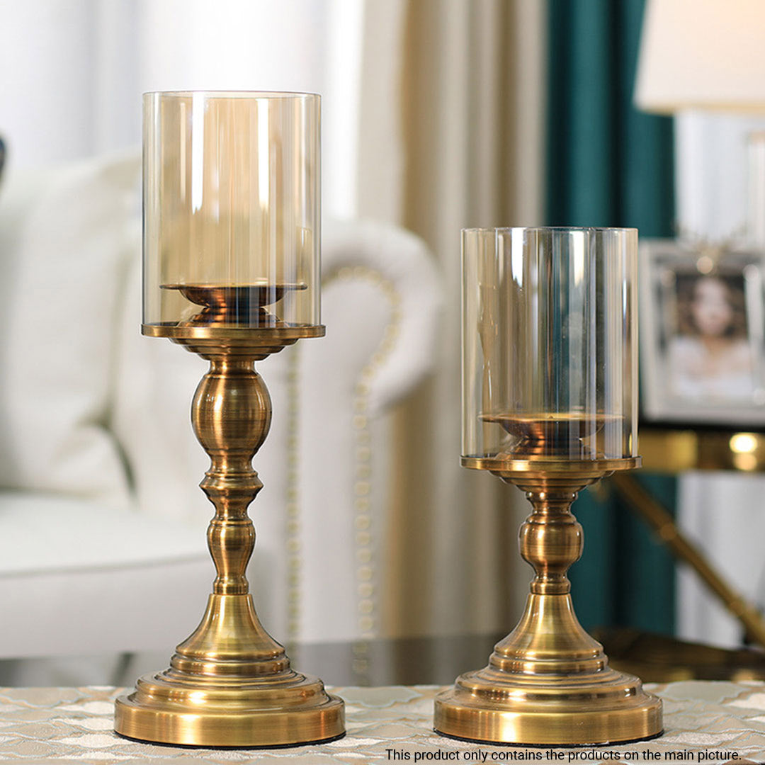 SOGA 33.5cm Gold Nordic Deluxe Candlestick Candle Holder Stand Pillar Glass /Iron • LUZ-CandleStick3451