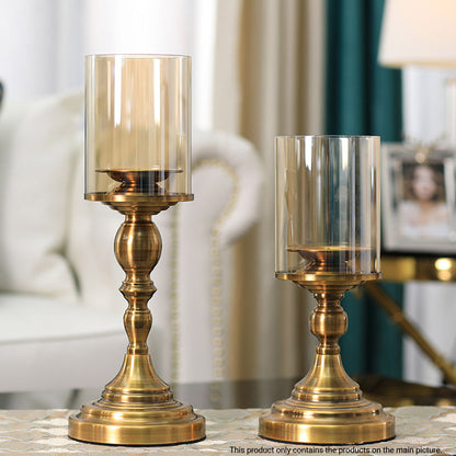 SOGA 33.5cm Gold Nordic Deluxe Candlestick Candle Holder Stand Pillar Glass /Iron • LUZ-CandleStick3451