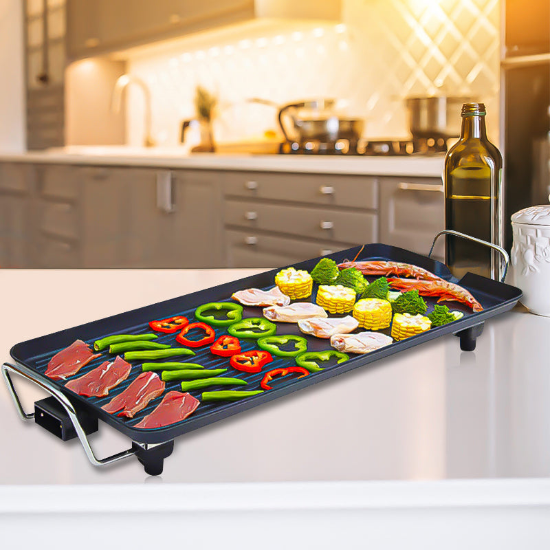 SOGA 48cm Electric BBQ Grill Teppanyaki Tough Non-stick Surface Hot Plate Kitchen 3-5 Person • LUZ-KoreanBBQPlate48CM